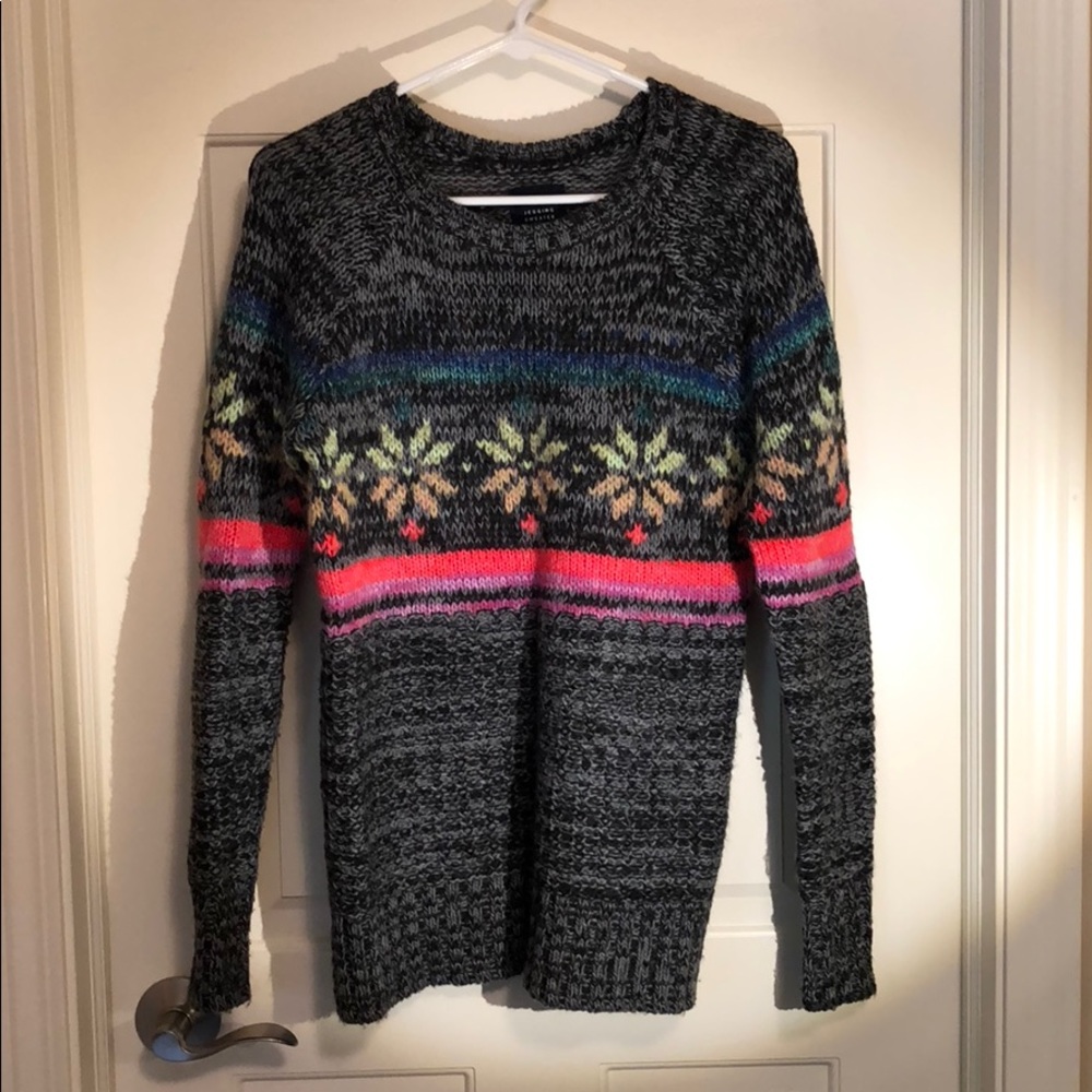 Knit legging sweater with rainbow snowflakes